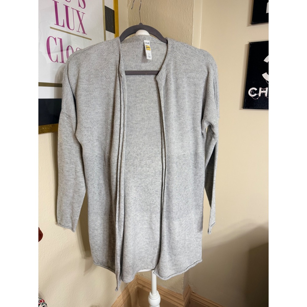 Lole Womens Open Front Cardigan Sweater Heather Gray Textured Knit Small